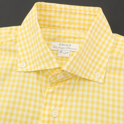 [Used] ORIAN Cotton Check Button-down Casual Shirt Yellow x White [Size 37] [YEL] [S/S/A/W] [Condition Rank C] [Men&