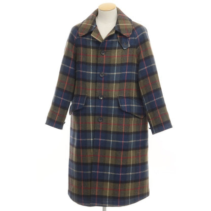 [Used] Scye Wool Check Balmac Coat Khaki Olive x Navy [Size 36] [KAK] [A/W] [Condition Rank C] [Men&