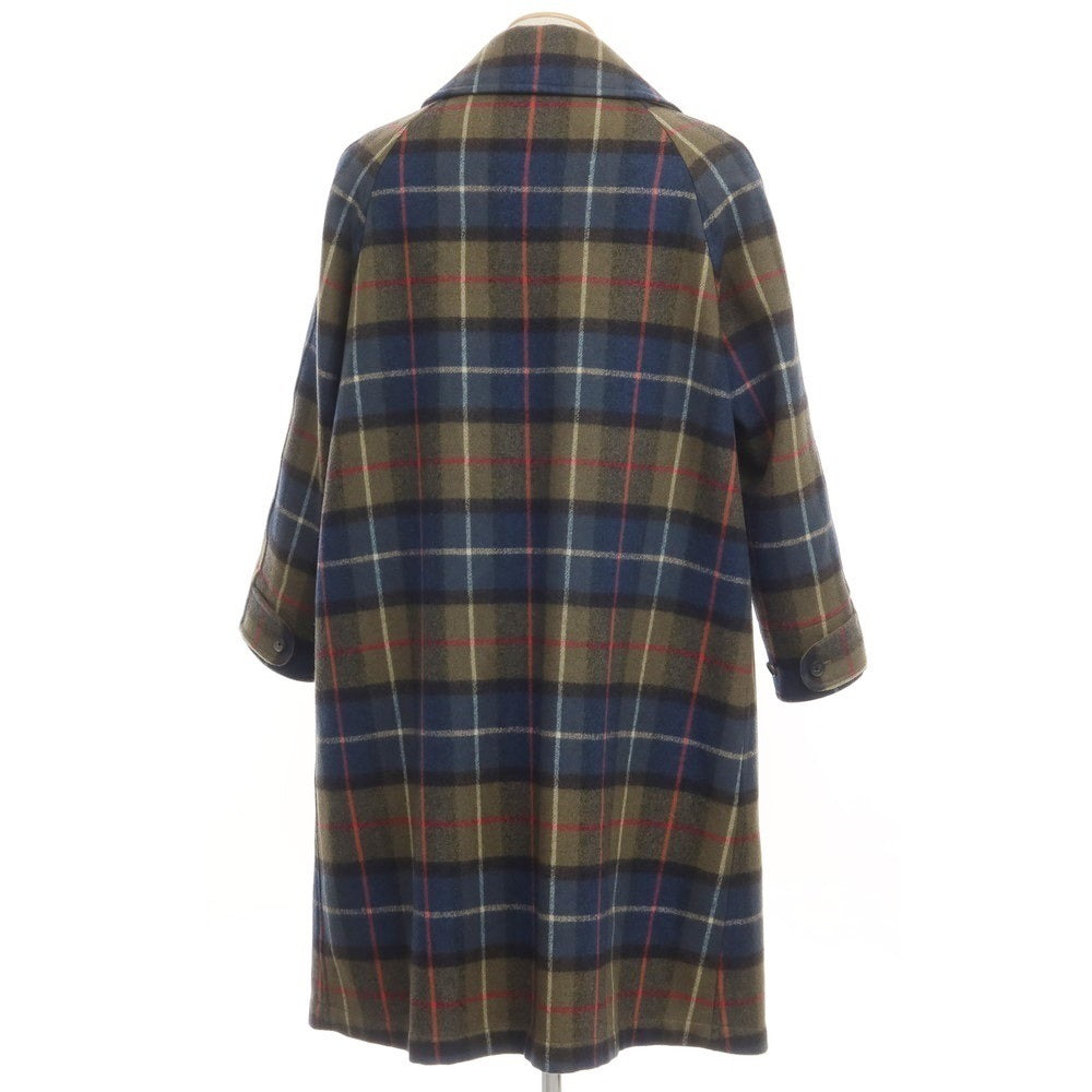 [Used] Scye Wool Check Balmac Coat Khaki Olive x Navy [Size 36] [KAK] [A/W] [Condition Rank C] [Men&