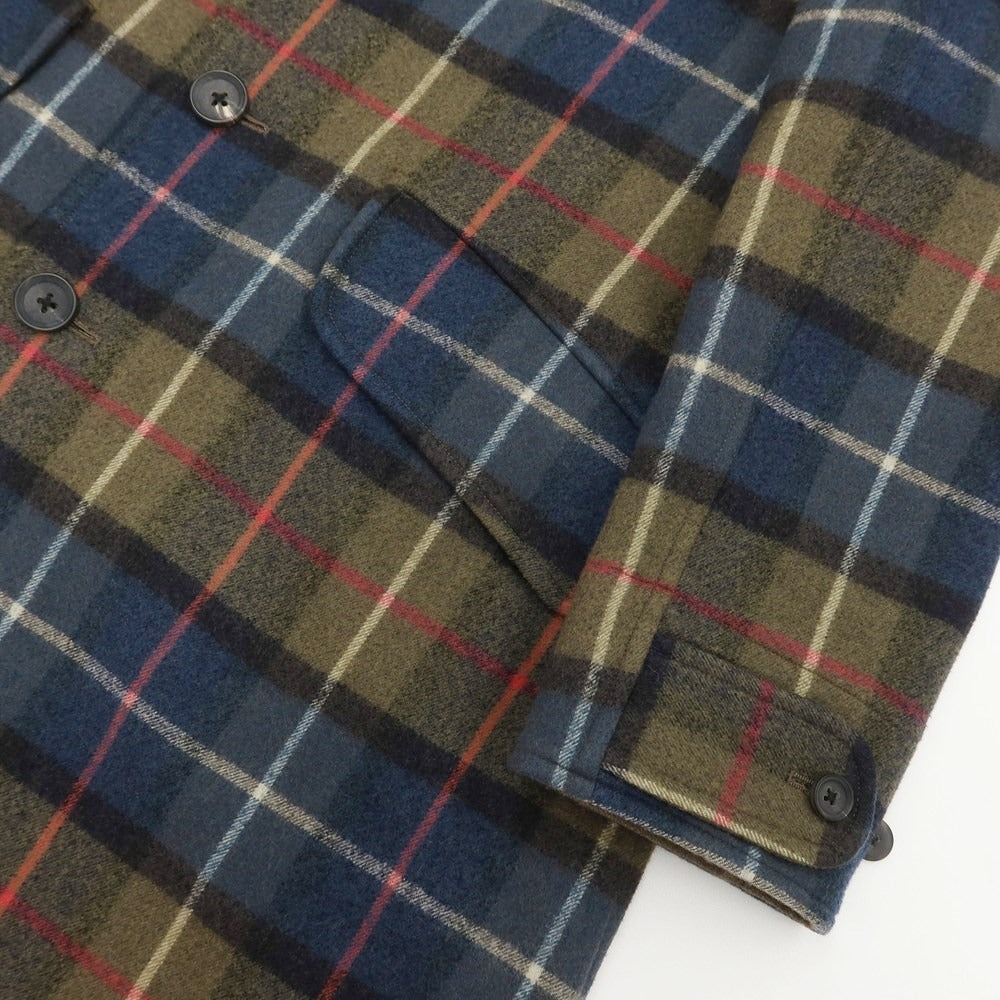 [Used] Scye Wool Check Balmac Coat Khaki Olive x Navy [Size 36] [KAK] [A/W] [Condition Rank C] [Men&