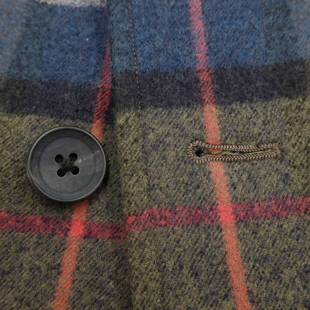[Used] Scye Wool Check Balmac Coat Khaki Olive x Navy [Size 36] [KAK] [A/W] [Condition Rank C] [Men&