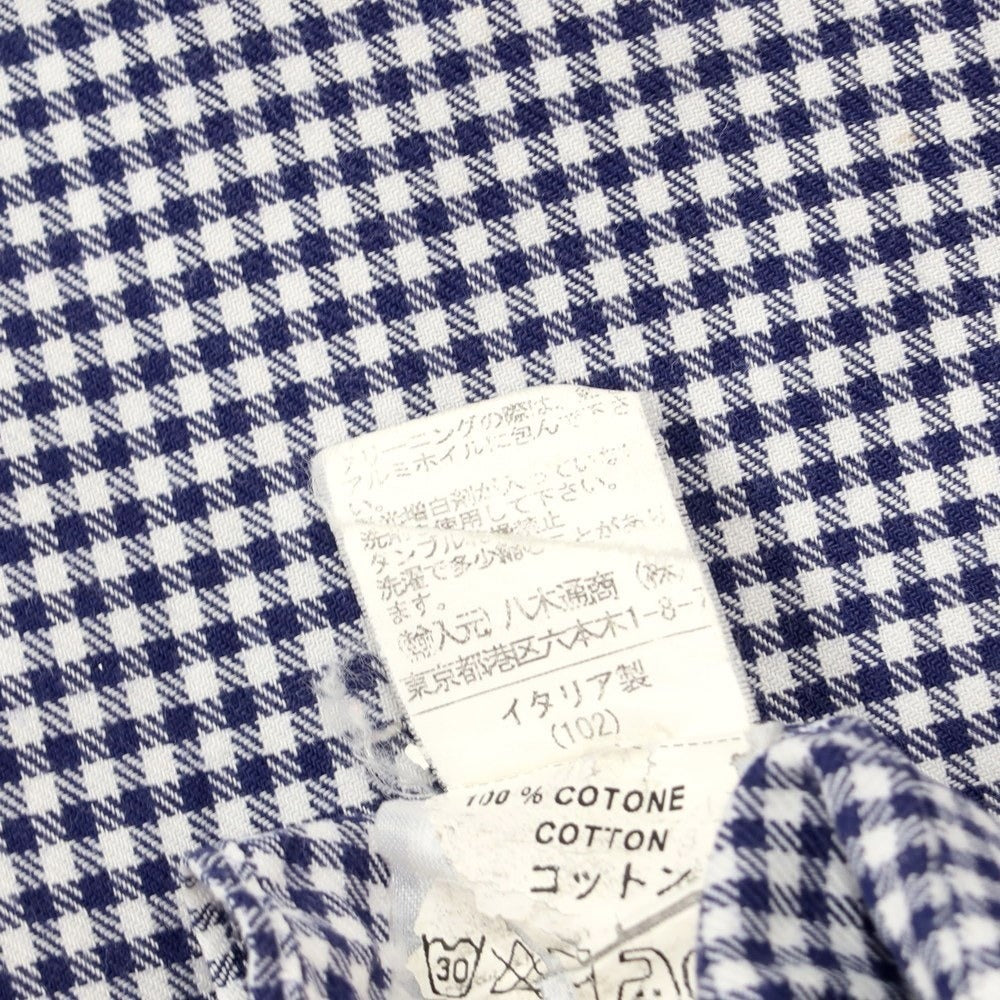 [Used] ORIAN Cotton Check Semi-Wide Collar Casual Shirt Navy x White [Size 41] [NVY] [S/S/A/W] [Condition Rank C] [Men&