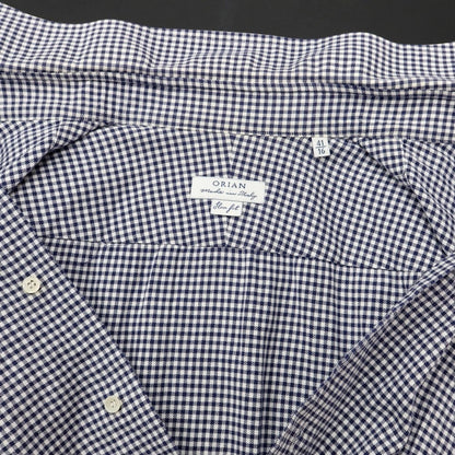 [Used] ORIAN Cotton Check Semi-Wide Collar Casual Shirt Navy x White [Size 41] [NVY] [S/S/A/W] [Condition Rank C] [Men&