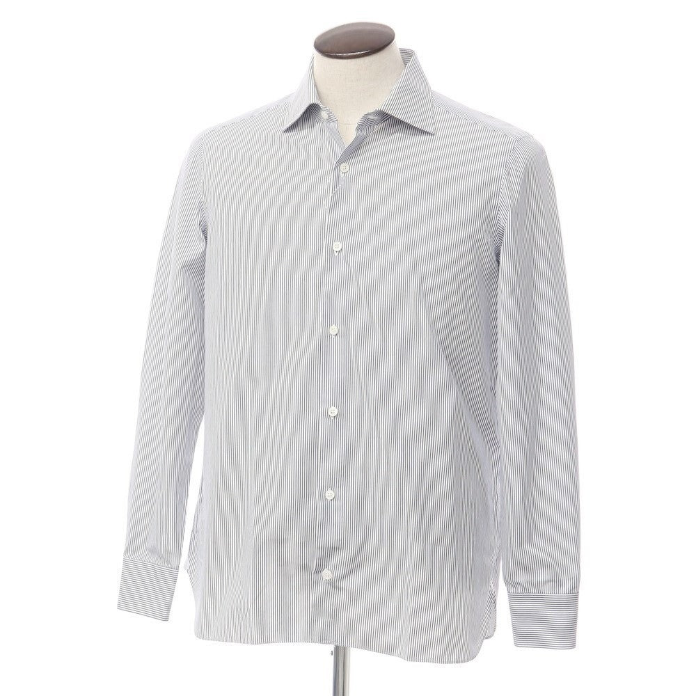 [Used] Luigi Borrelli Cotton Striped Semi-Wide Collar Dress Shirt White x Navy [Size 41] [WHT] [S/S/A/W] [Condition Rank B] ​​[Men&