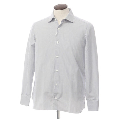 [Used] Luigi Borrelli Cotton Striped Semi-Wide Collar Dress Shirt White x Navy [Size 41] [WHT] [S/S/A/W] [Condition Rank B] ​​[Men&