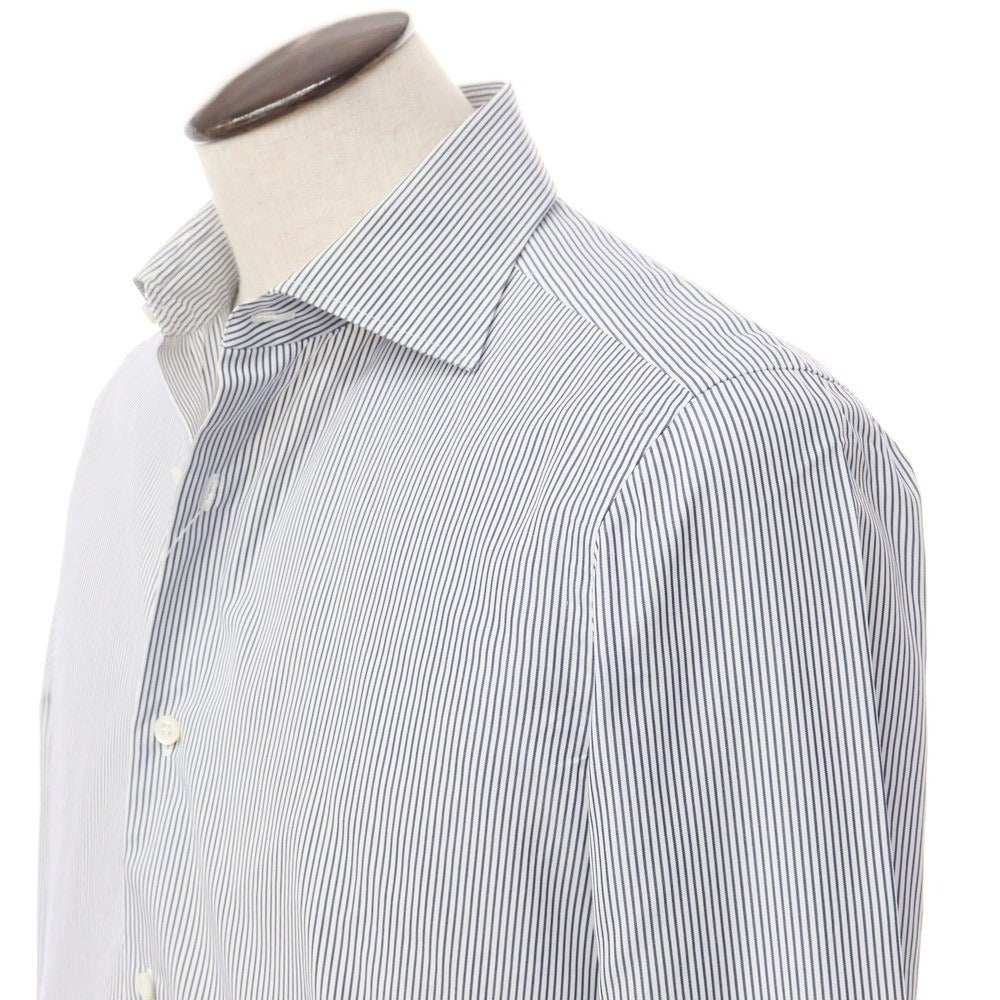 [Used] Luigi Borrelli Cotton Striped Semi-Wide Collar Dress Shirt White x Navy [Size 41] [WHT] [S/S/A/W] [Condition Rank B] ​​[Men&