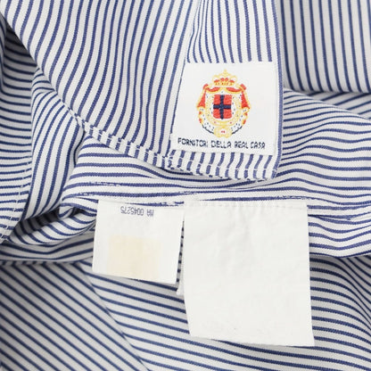 [Used] Luigi Borrelli Cotton Striped Semi-Wide Collar Dress Shirt White x Navy [Size 41] [WHT] [S/S/A/W] [Condition Rank B] ​​[Men&