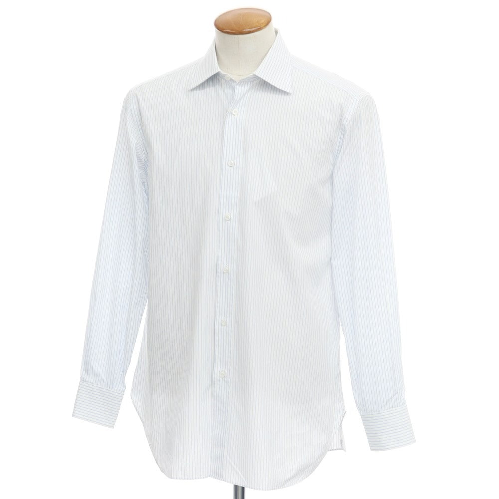 [Used] BURINI Striped Semi-Wide Collar Dress Shirt White x Light Blue [Size 40] [WHT] [S/S/A/W] [Condition Rank B] ​​[Men&