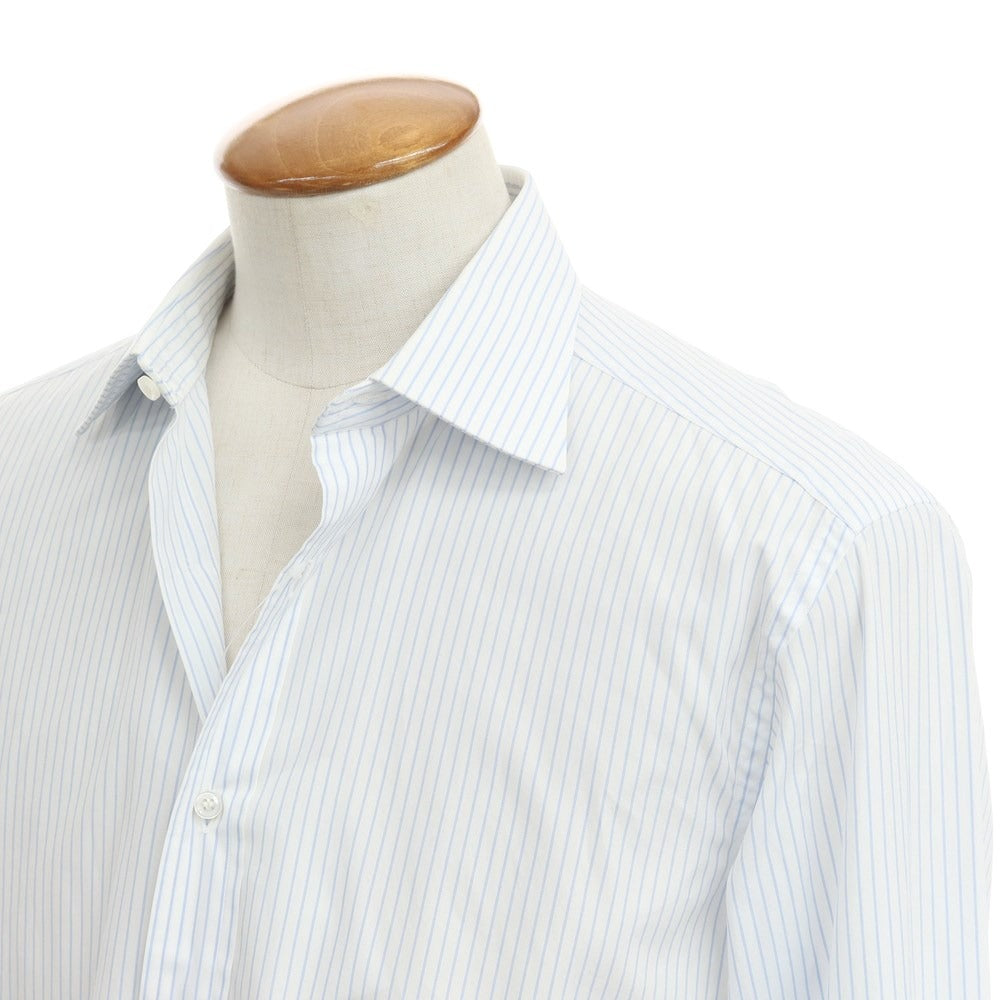 [Used] BURINI Striped Semi-Wide Collar Dress Shirt White x Light Blue [Size 40] [WHT] [S/S/A/W] [Condition Rank B] ​​[Men&