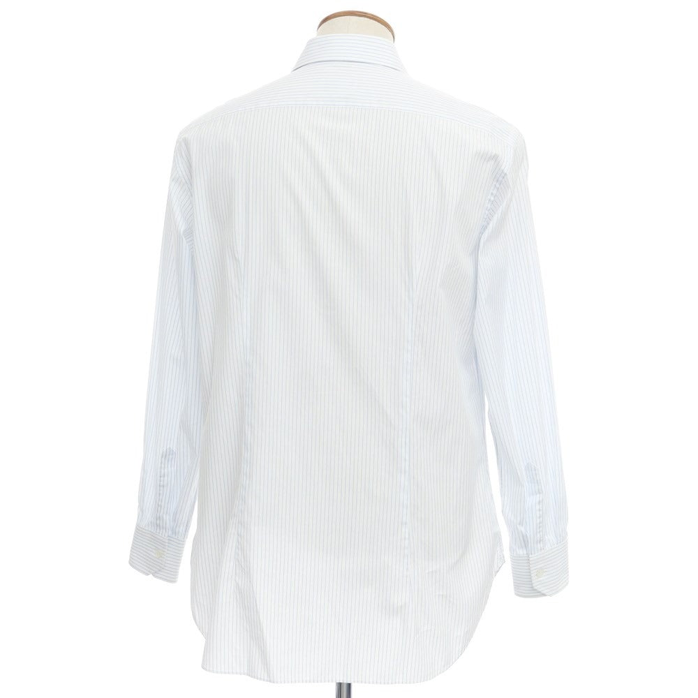 [Used] BURINI Striped Semi-Wide Collar Dress Shirt White x Light Blue [Size 40] [WHT] [S/S/A/W] [Condition Rank B] ​​[Men&