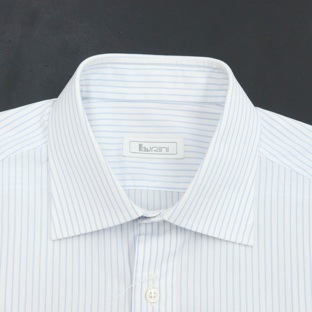 [Used] BURINI Striped Semi-Wide Collar Dress Shirt White x Light Blue [Size 40] [WHT] [S/S/A/W] [Condition Rank B] ​​[Men&