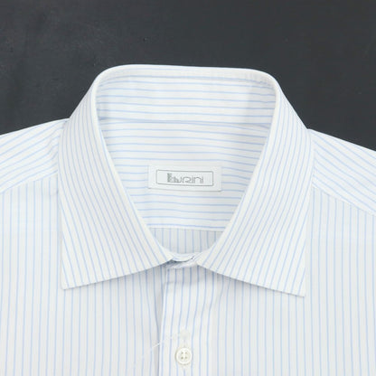 [Used] BURINI Striped Semi-Wide Collar Dress Shirt White x Light Blue [Size 40] [WHT] [S/S/A/W] [Condition Rank B] ​​[Men&