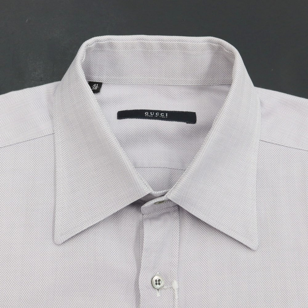 [Used] Gucci Herringbone Cotton Dress Shirt, Grey [Size 41] [GRY] [S/S/A/W] [Condition Rank C] [Men&