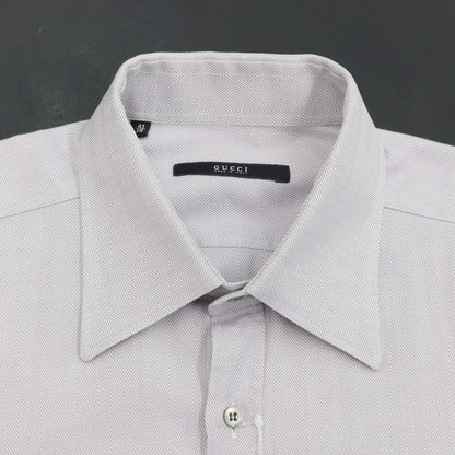 [Used] Gucci Herringbone Cotton Dress Shirt, Grey [Size 41] [GRY] [S/S/A/W] [Condition Rank C] [Men&