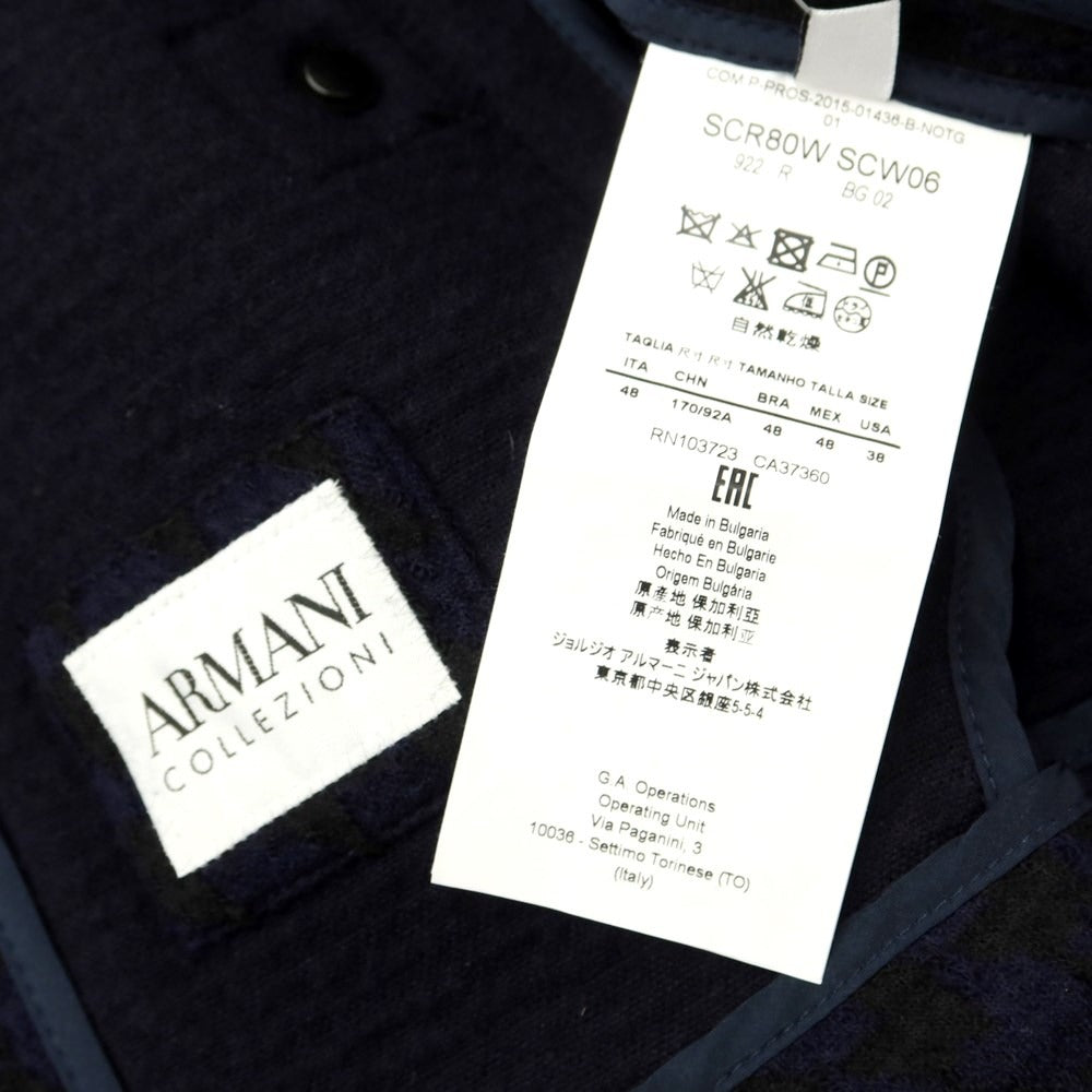 [Used] [Unused] ARMANI COLLEZIONI Wool Acrylic Nylon Zip-up Blouson Navy x Black [Size 48] [NVY] [A/W] [Condition Rank S] [Men&