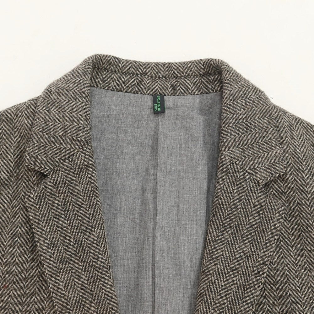 [Used] Benetton Wool Polyester Herringbone 2B Casual Jacket Warm Gray [Size L] [GRY] [A/W] [Condition Rank B] ​​[Men&
