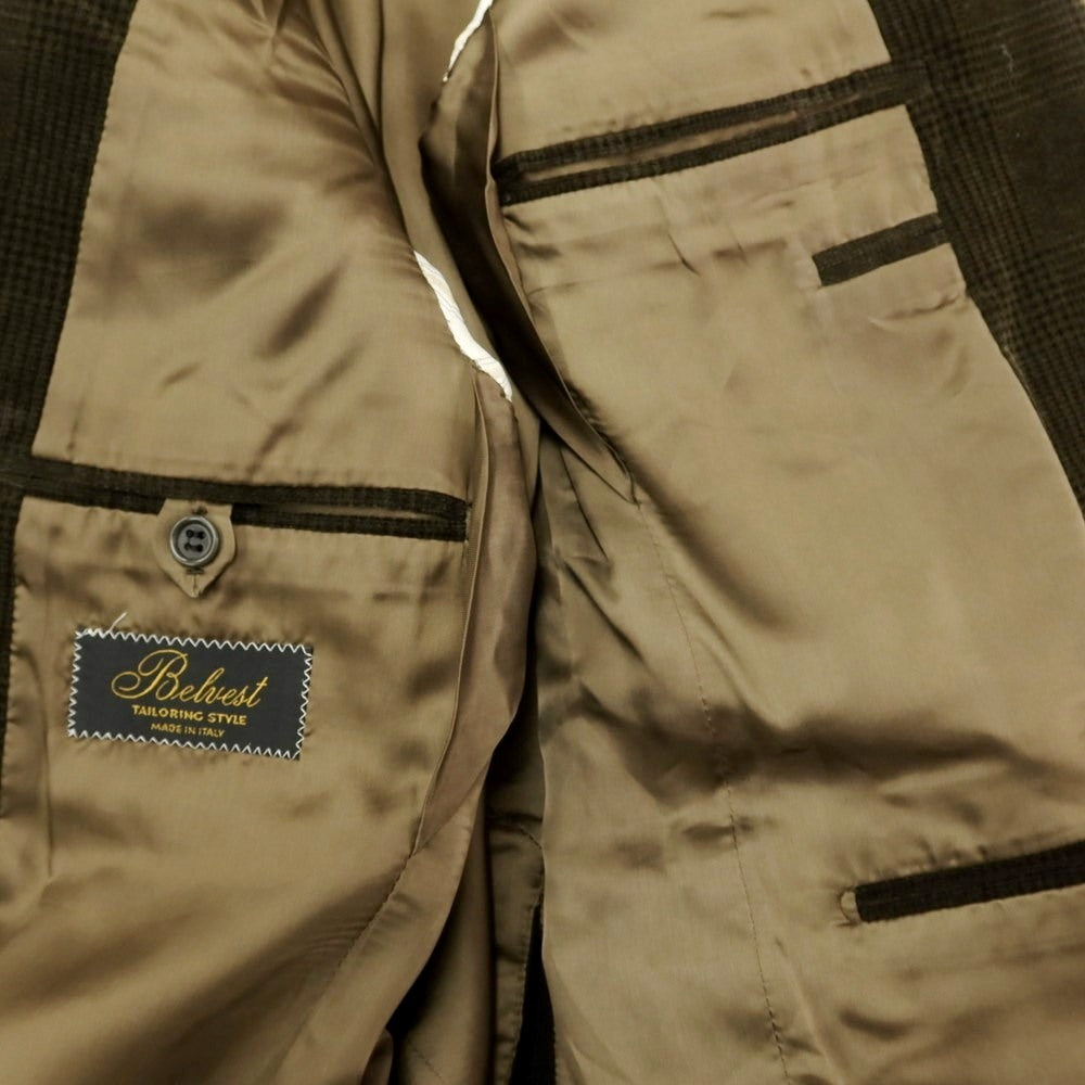 [Used] Belvest Velour Cotton Cashmere Check Jacket Olive [Size 46] [GRN] [A/W] [Condition Rank C] [Men&