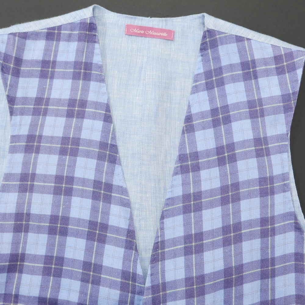 [Used] Mario Muscariello Linen Check Gilet Vest Blue x Purple [44] [Condition Rank C] [Men&