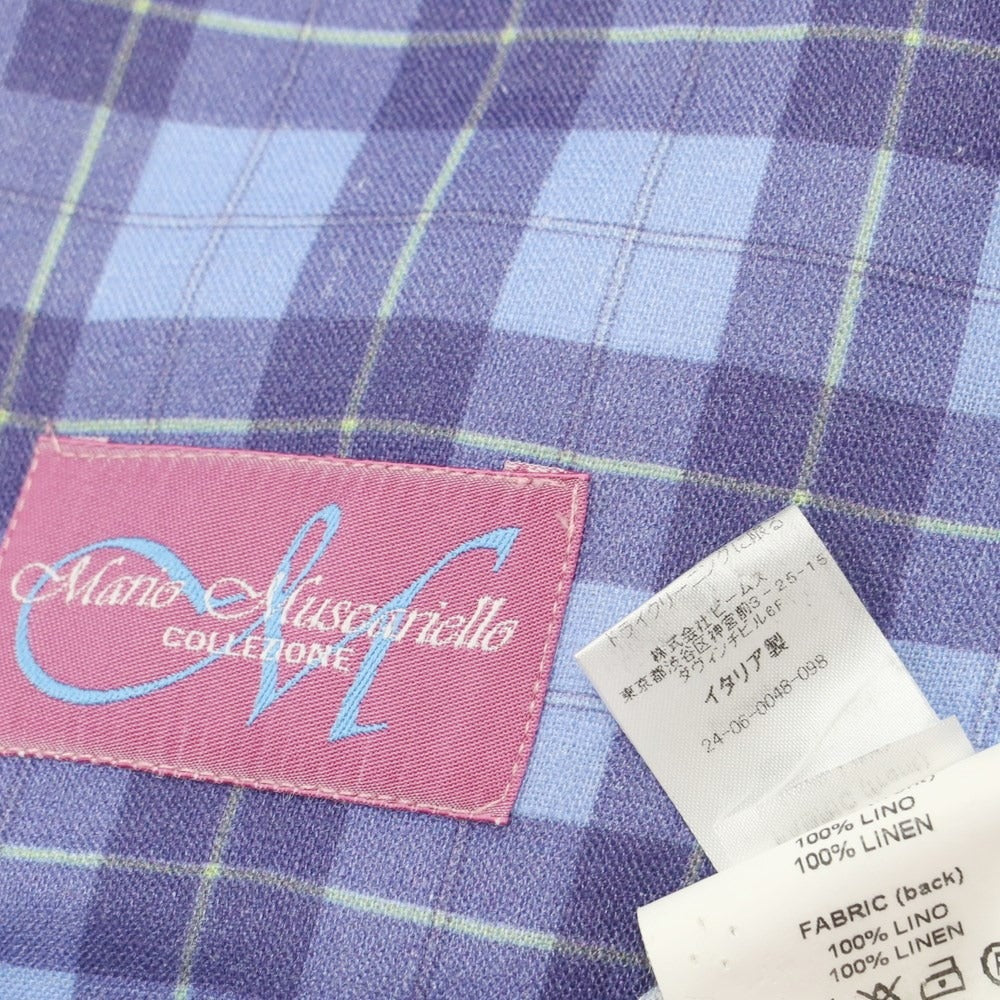 [Used] Mario Muscariello Linen Check Gilet Vest Blue x Purple [44] [Condition Rank C] [Men&