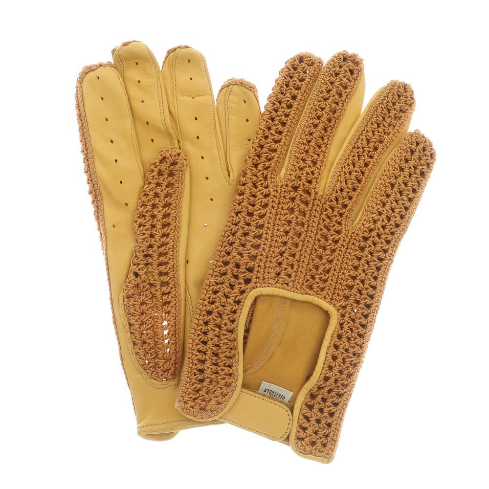 [Used] PIUMELLI Leather Mesh Gloves Camel Color [Size 7 1/2] [BRW] [A/W] [Condition Rank B] ​​[Men&