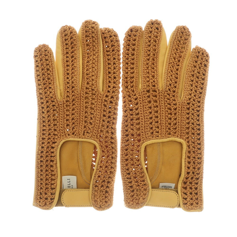 [Used] PIUMELLI Leather Mesh Gloves Camel Color [Size 7 1/2] [BRW] [A/W] [Condition Rank B] ​​[Men&