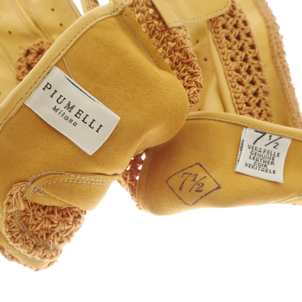 [Used] PIUMELLI Leather Mesh Gloves Camel Color [Size 7 1/2] [BRW] [A/W] [Condition Rank B] ​​[Men&