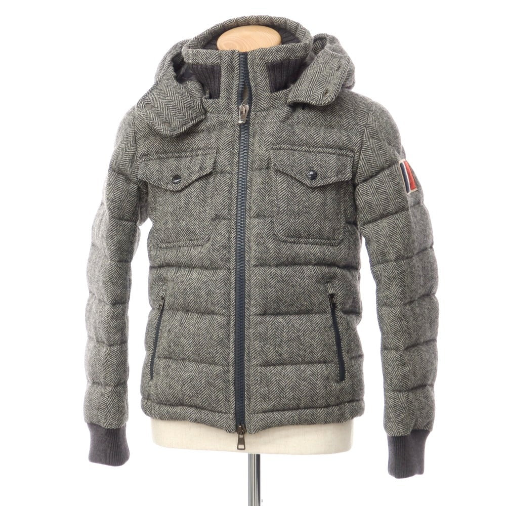 [Used] Moncler MONCLER FLORIAN wool tweed herringbone down jacket blouson black x white [size 0] [GRY] [A/W] [Condition rank B] ​​[Men&