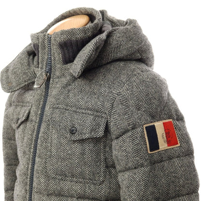 [Used] Moncler MONCLER FLORIAN wool tweed herringbone down jacket blouson black x white [size 0] [GRY] [A/W] [Condition rank B] ​​[Men&