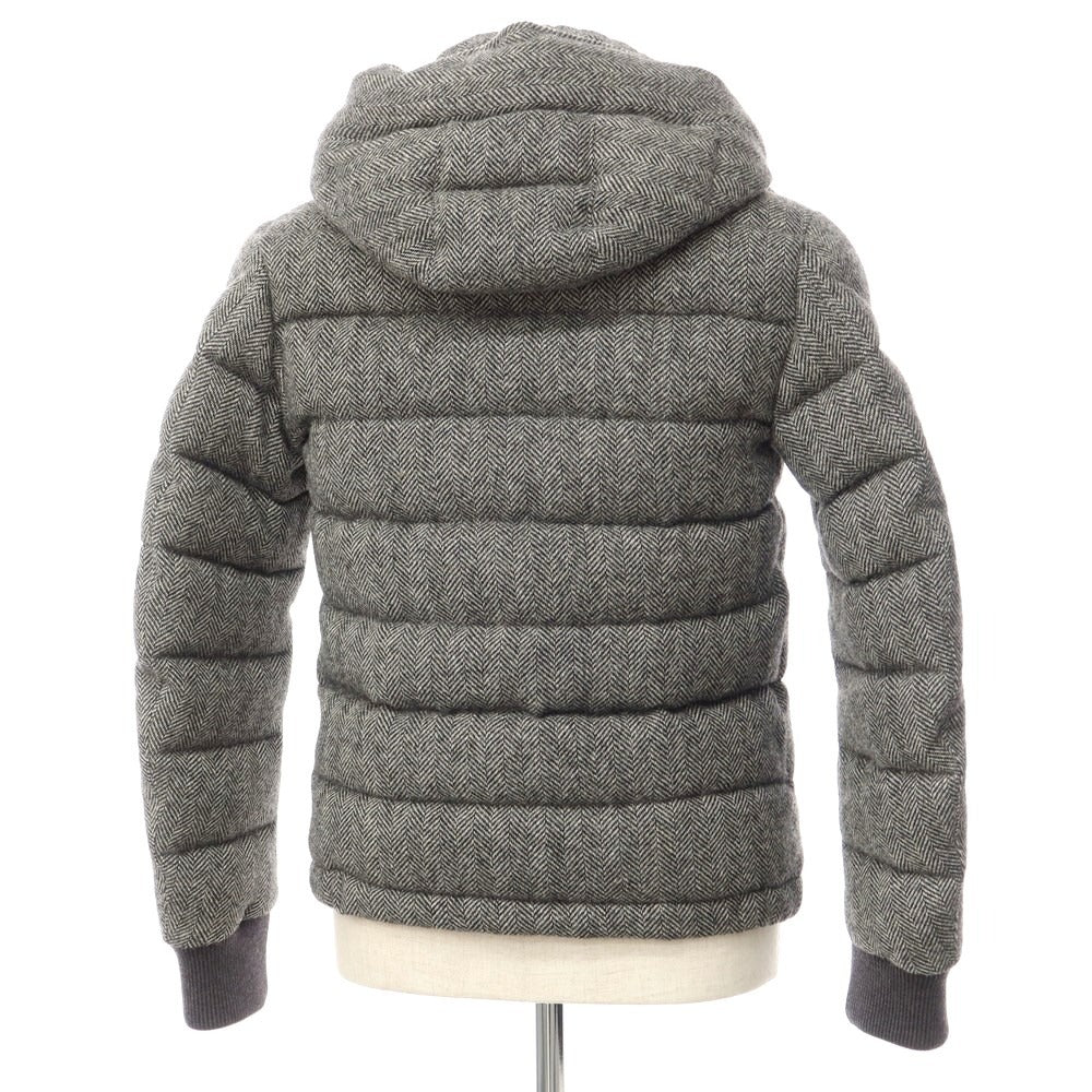 [Used] Moncler MONCLER FLORIAN wool tweed herringbone down jacket blouson black x white [size 0] [GRY] [A/W] [Condition rank B] ​​[Men&
