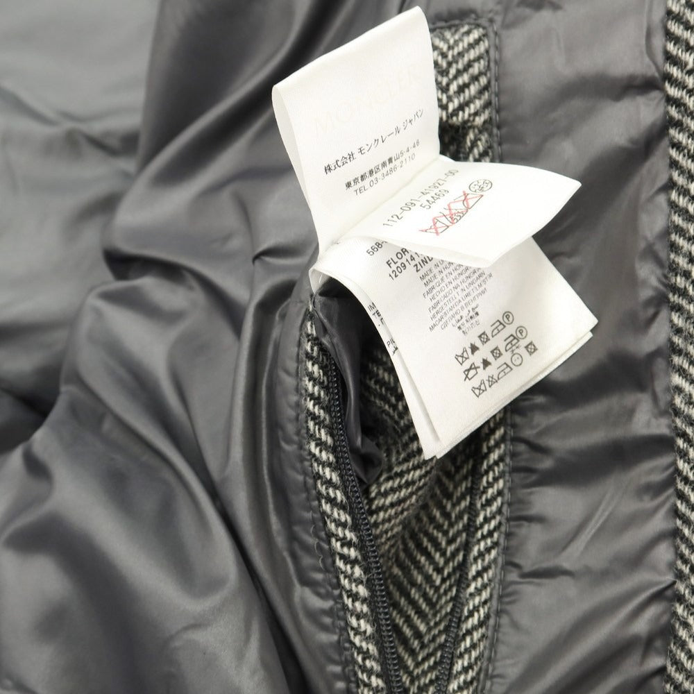 [Used] Moncler MONCLER FLORIAN wool tweed herringbone down jacket blouson black x white [size 0] [GRY] [A/W] [Condition rank B] ​​[Men&
