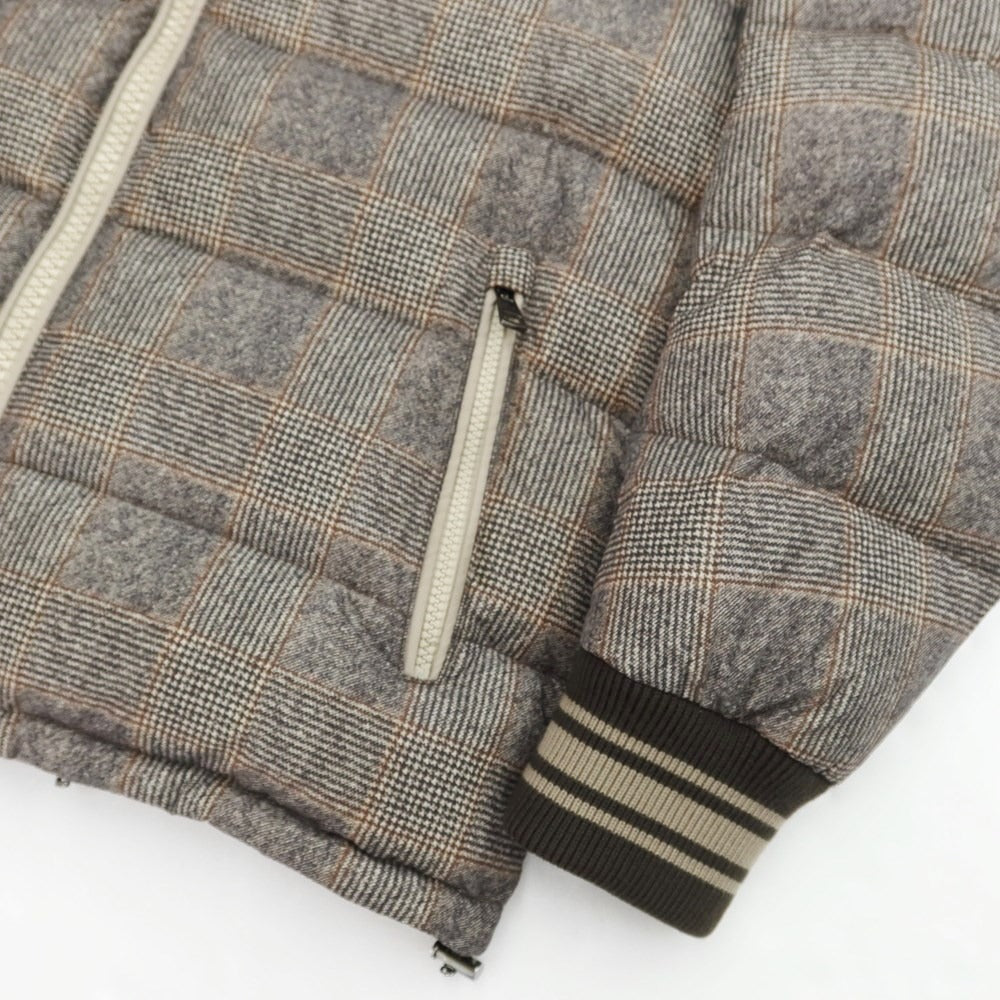 [Used] Moncler MONCLER EUSEBE nylon check down jacket blouson gray x brown [Size 1] [GRY] [A/W] [Condition Rank B] ​​[Men&