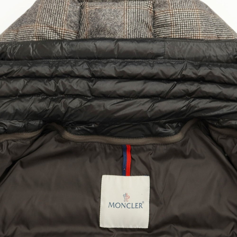 [Used] Moncler MONCLER EUSEBE nylon check down jacket blouson gray x brown [Size 1] [GRY] [A/W] [Condition Rank B] ​​[Men&