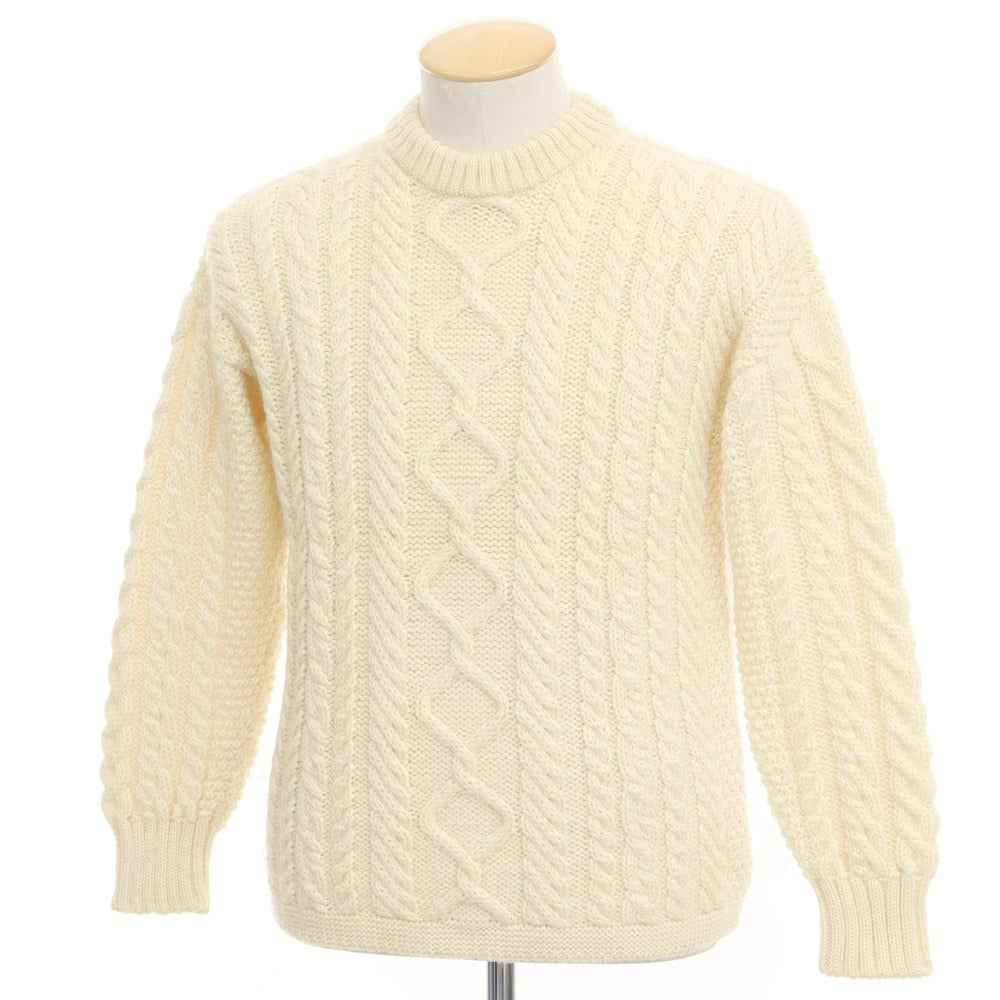 【中古】ガンジーウーレンズ GUERNSEY WOOLLENS SHIPS別注 ウール ケーブルニット プルオーバーニット アイボリー【サイズ36】【BEI】【A/W】【状態ランクC】【メンズ】【768896】