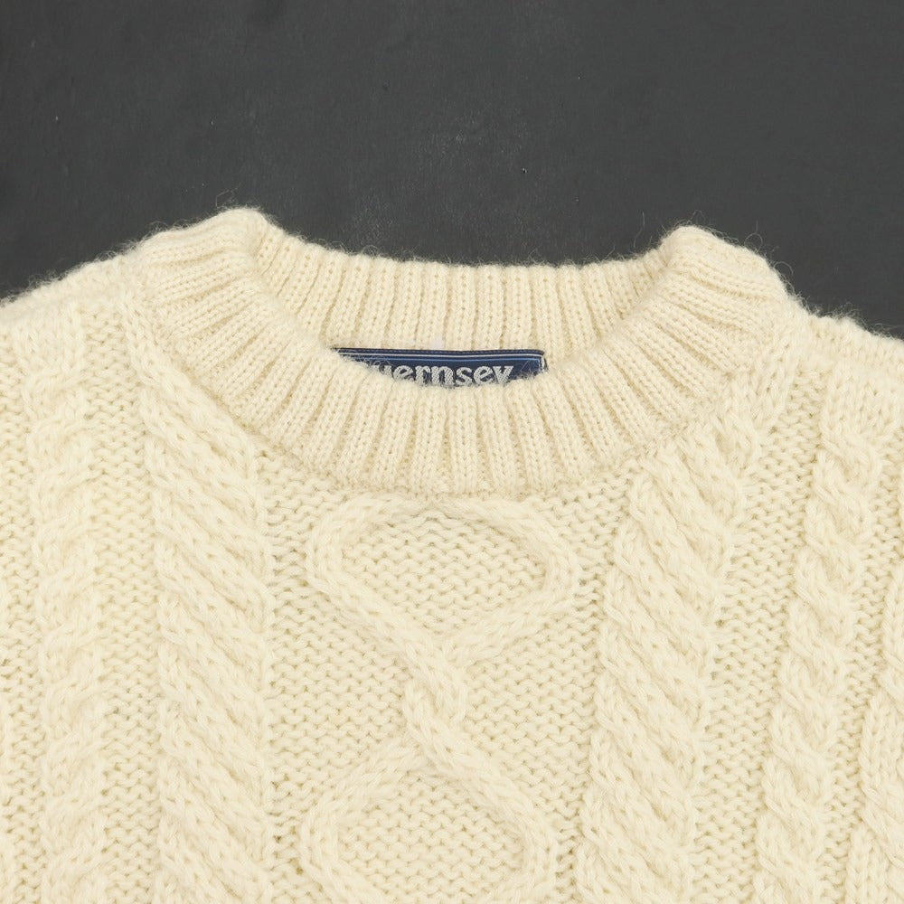 [Used] Guernsey Woolens SHIPS special order wool cable knit pullover knit ivory [size 36] [BEI] [A/W] [Condition rank C] [Men&