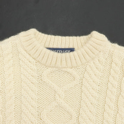 [Used] Guernsey Woolens SHIPS special order wool cable knit pullover knit ivory [size 36] [BEI] [A/W] [Condition rank C] [Men&