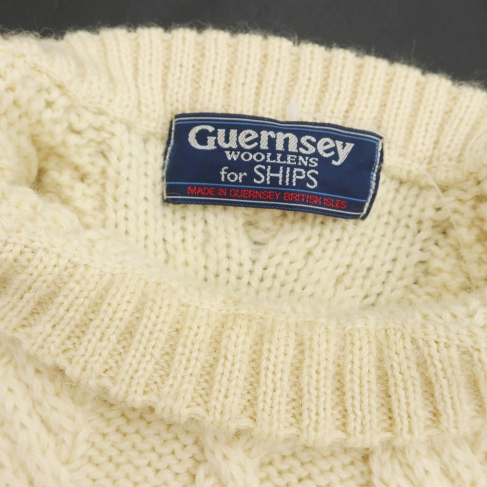 [Used] Guernsey Woolens SHIPS special order wool cable knit pullover knit ivory [size 36] [BEI] [A/W] [Condition rank C] [Men&