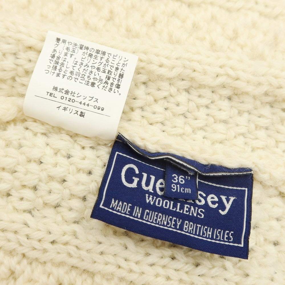 [Used] Guernsey Woolens SHIPS special order wool cable knit pullover knit ivory [size 36] [BEI] [A/W] [Condition rank C] [Men&