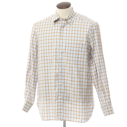 [Used] Luigi Borrelli Cotton Check Button-down Casual Shirt White x Brown [Size 41] [BRW] [S/S/A/W] [Condition Rank C] [Men&