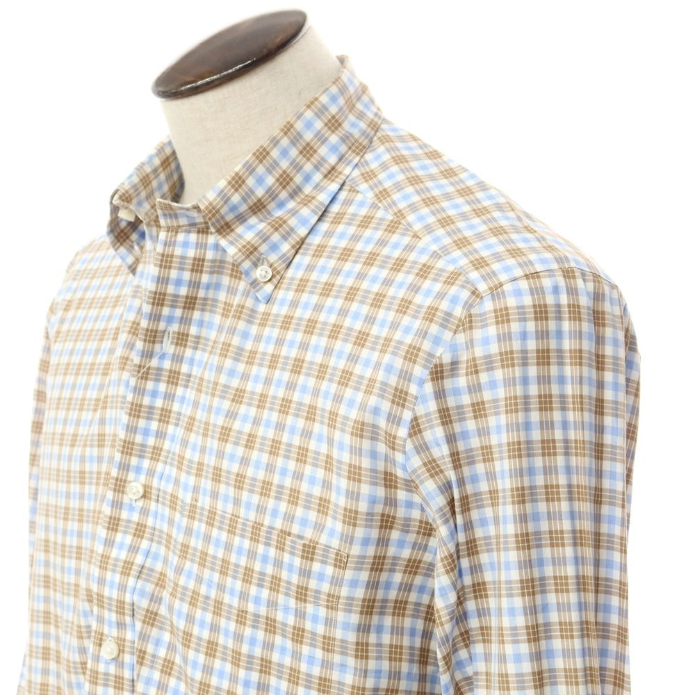 [Used] Luigi Borrelli Cotton Check Button-down Casual Shirt White x Brown [Size 41] [BRW] [S/S/A/W] [Condition Rank C] [Men&