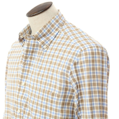 [Used] Luigi Borrelli Cotton Check Button-down Casual Shirt White x Brown [Size 41] [BRW] [S/S/A/W] [Condition Rank C] [Men&