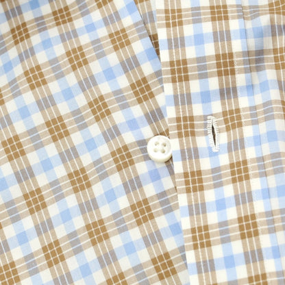 [Used] Luigi Borrelli Cotton Check Button-down Casual Shirt White x Brown [Size 41] [BRW] [S/S/A/W] [Condition Rank C] [Men&