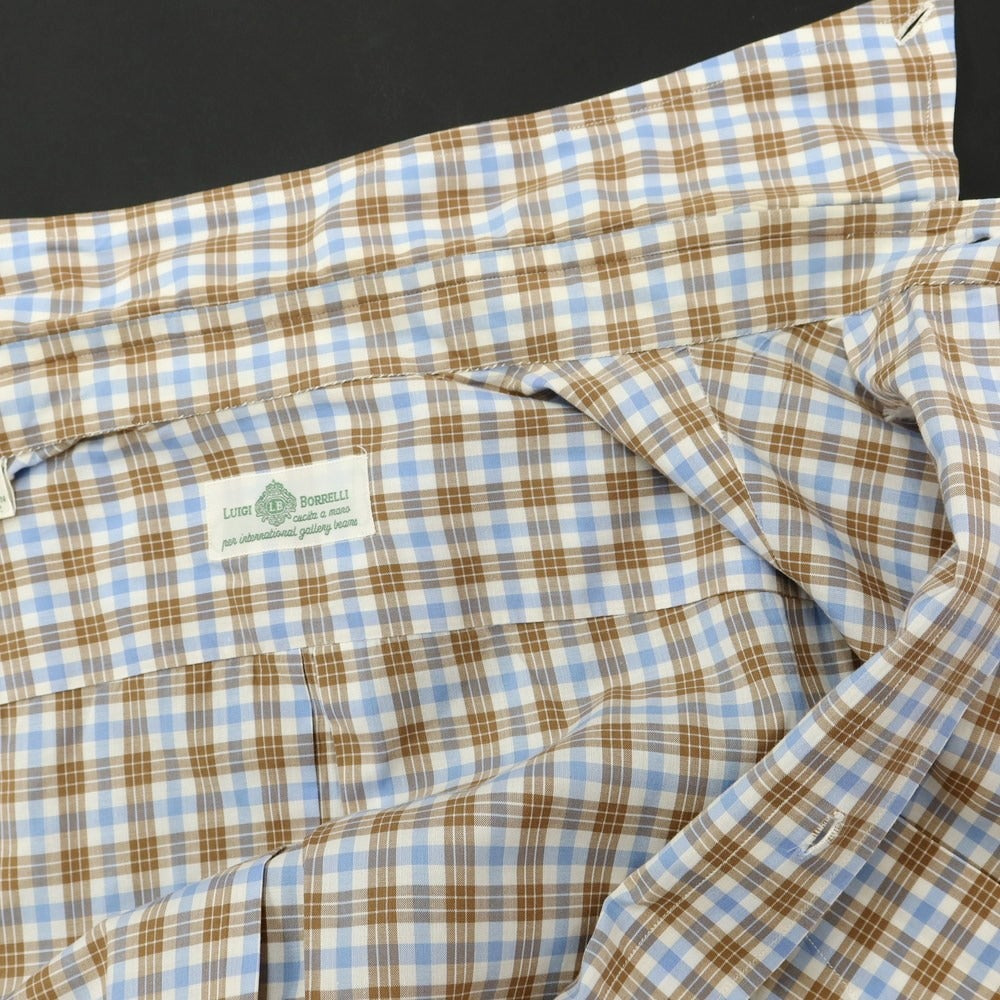 [Used] Luigi Borrelli Cotton Check Button-down Casual Shirt White x Brown [Size 41] [BRW] [S/S/A/W] [Condition Rank C] [Men&