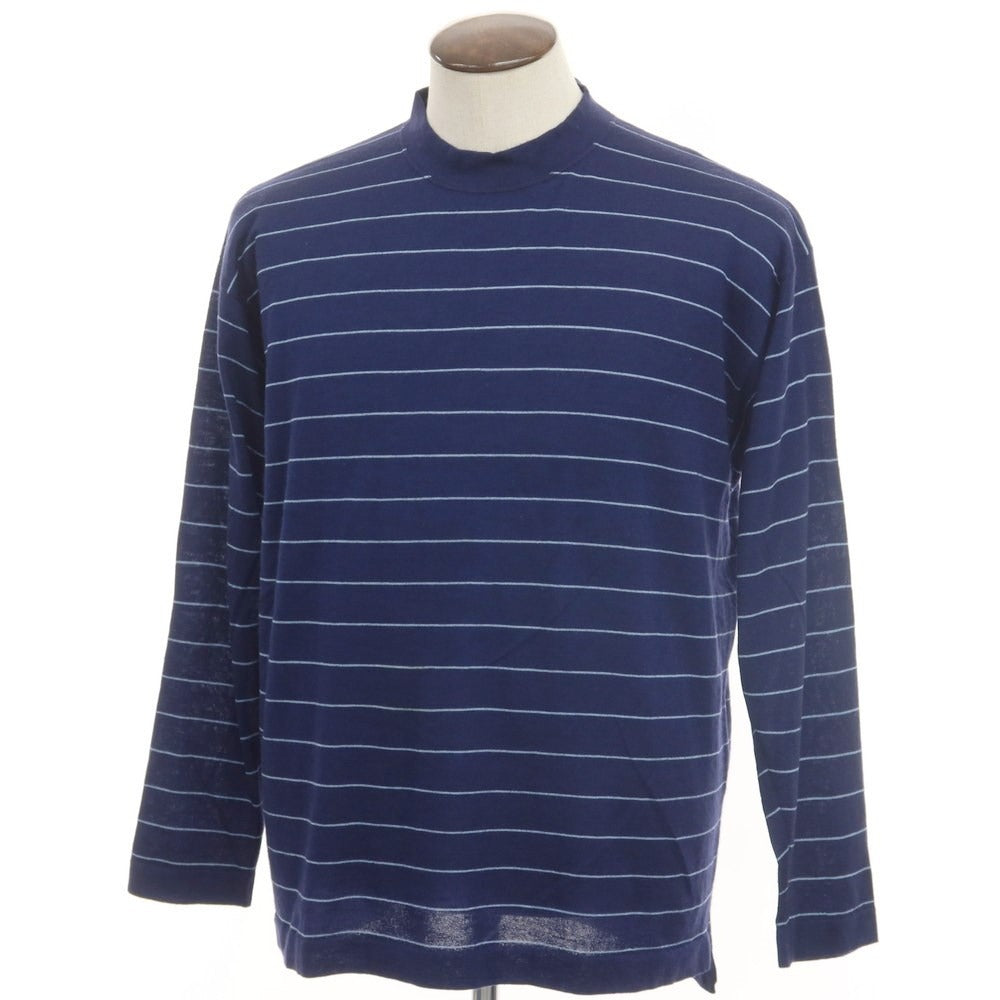 【中古】マーロ Malo カシミヤシルク ボーダー モックネック ニット ネイビー【サイズ50】【NVY】【A/W】【状態ランクD】【メンズ】【768895】