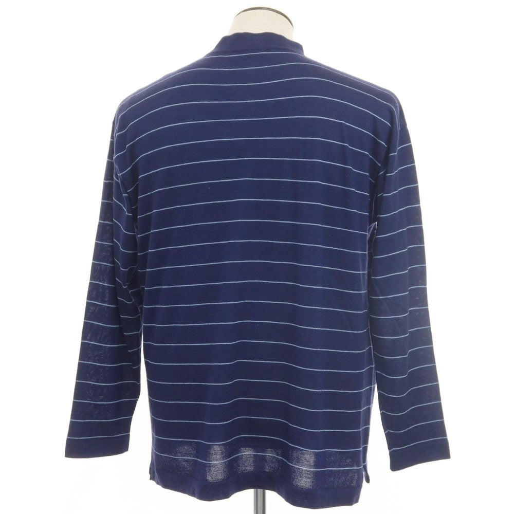 【中古】マーロ Malo カシミヤシルク ボーダー モックネック ニット ネイビー【サイズ50】【NVY】【A/W】【状態ランクD】【メンズ】【768895】