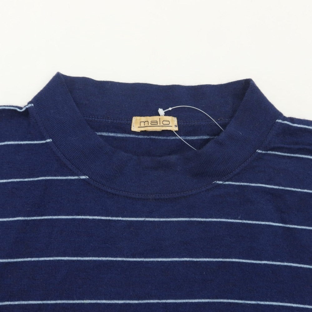 [Used] Malo Cashmere Silk Border Mock Neck Knit Navy [Size 50] [NVY] [A/W] [Condition Rank D] [Men&