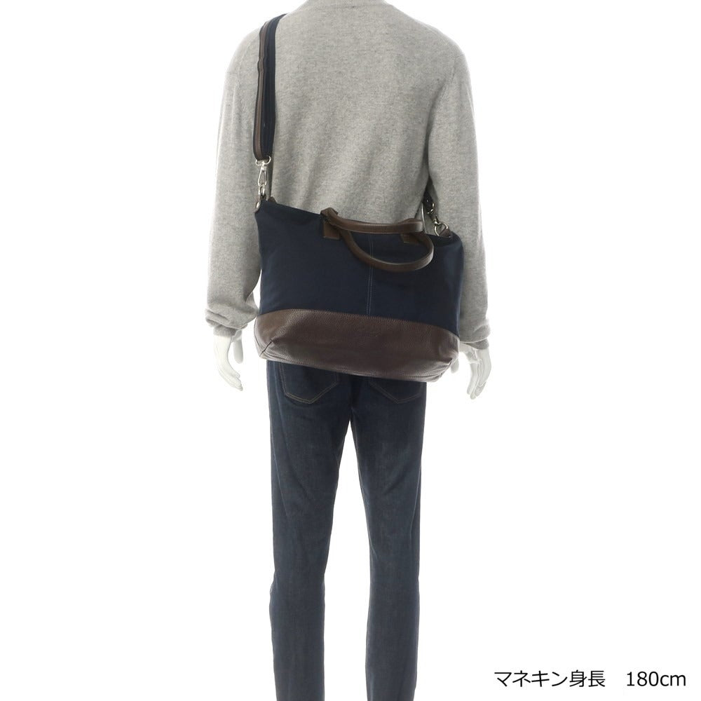 [Used] TRAMONTANO canvas shoulder bag, navy x brown [Condition: B] [Men&