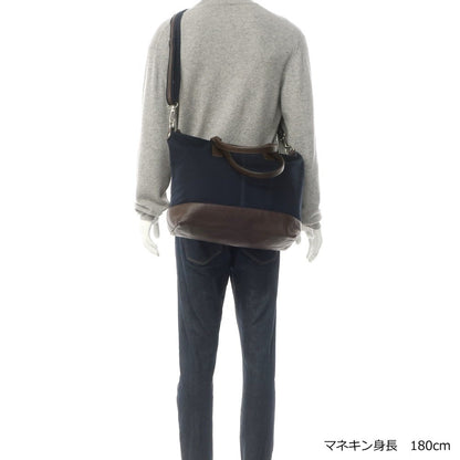 [Used] TRAMONTANO canvas shoulder bag, navy x brown [Condition: B] [Men&