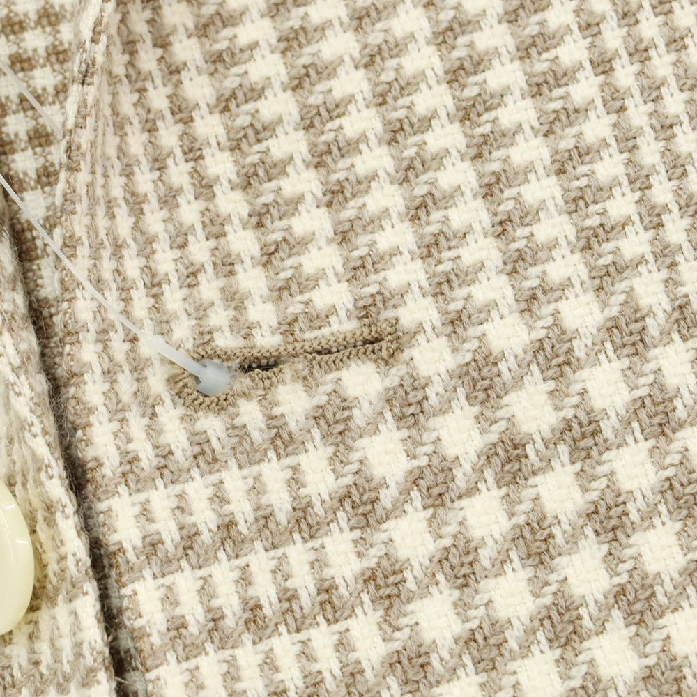 [Used] TAGLIATORE wool cotton houndstooth pattern tailored jacket light beige x brown [48] [Condition rank B] ​​[Men&