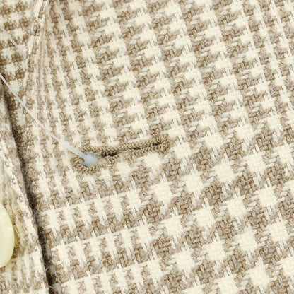 [Used] TAGLIATORE wool cotton houndstooth pattern tailored jacket light beige x brown [48] [Condition rank B] ​​[Men&