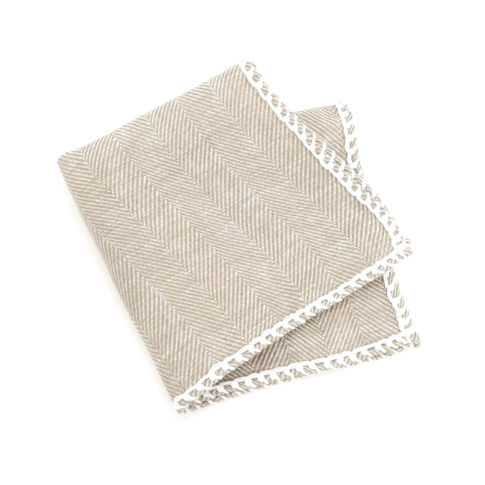[Used] Mungai Herringbone Linen Pocket Square Beige x White [BEI] [S/S/A/W] [Condition Rank B] ​​[Men&